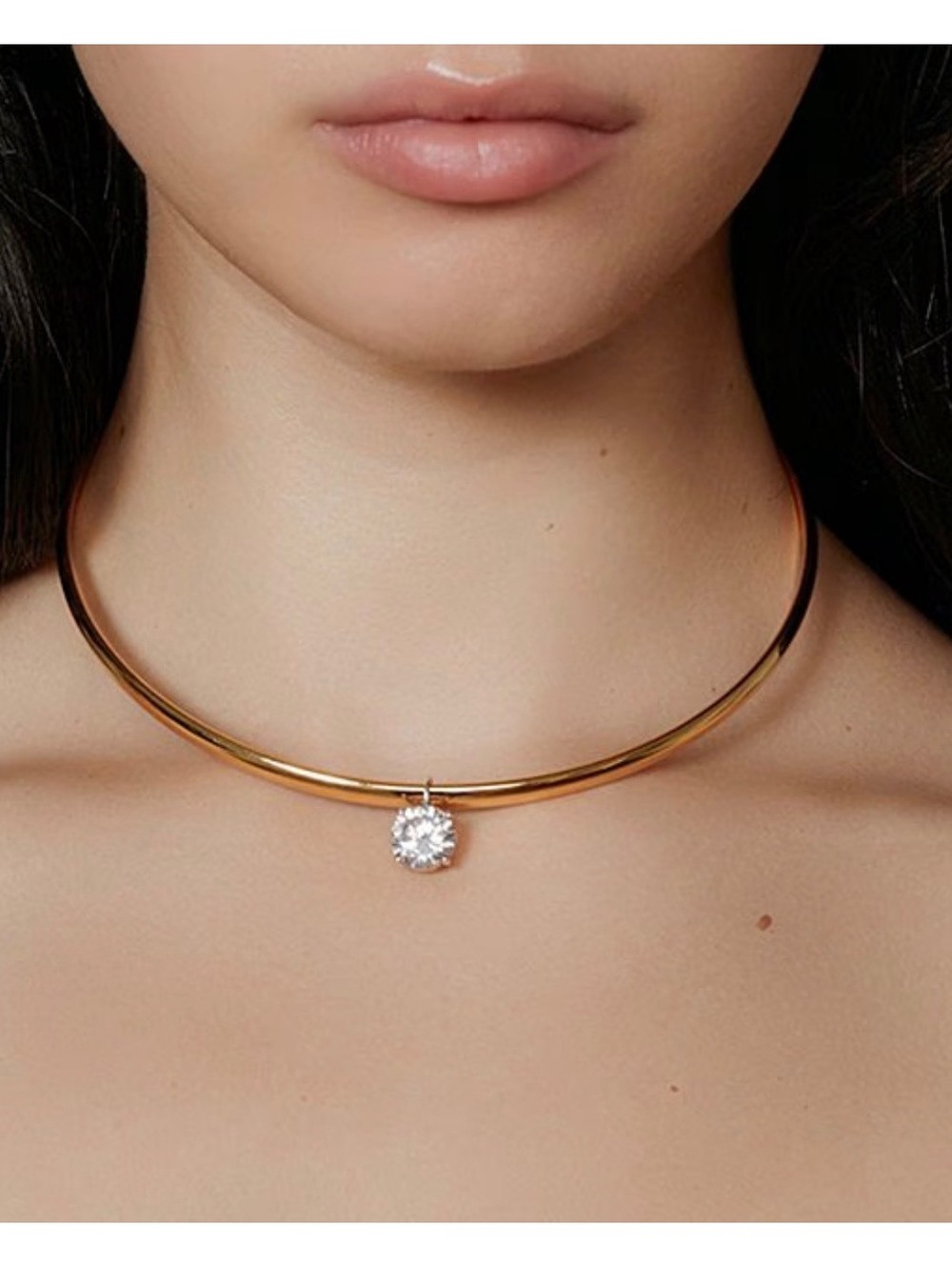 SHASHI Roux Rhinestone Pendant Omega Collar Necklace $187 revolve